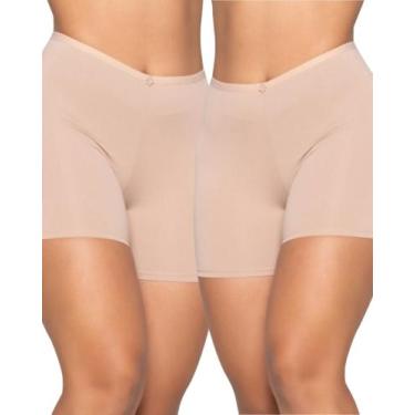 Imagem de Kit 2 Short Anágua Liso Segunda Pele Feminino - Ninfrodite, Bege, GG