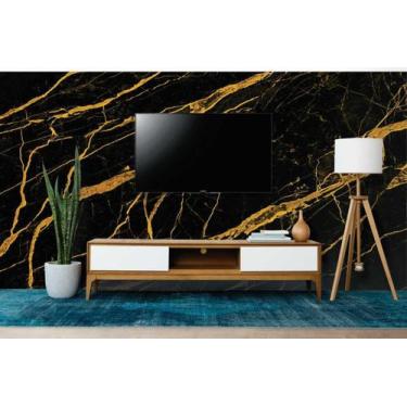 Imagem de Papel de Parede Painel 3D Mármore Preto com Dourado 3,5M Auto Colante 