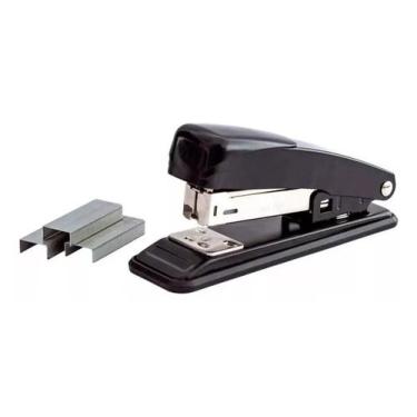 Imagem de Kit 3 Grampeadores Profissional Grande Reforçado Aço Preto 25 Folhas -