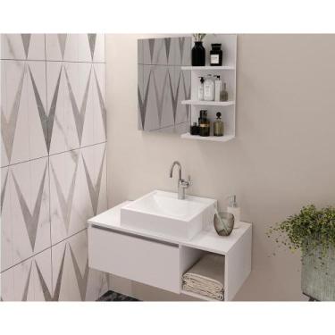 Imagem de Conjunto de Banheiro Balcão Suspenso BN3601 s/ Cuba 80cm e Armário c/ 