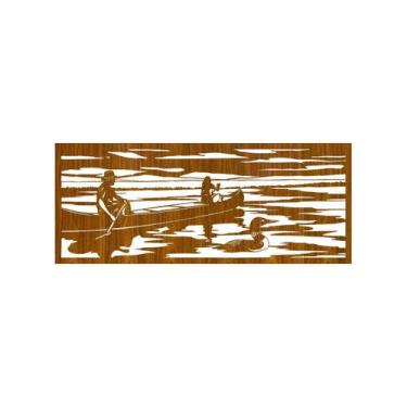 Imagem de Quadro Decorativo Carvalho Mdf Barco Pescadores 40X20Cm - Doce Arte Em