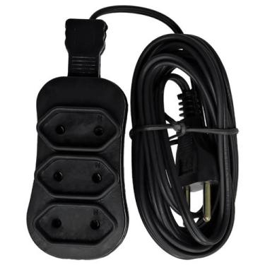 Imagem de Extensão Elétrica com 3 Tomadas e 3m Fio Paralelo Preto - Jetcon