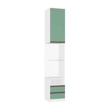 Imagem de mesa de cabeceira Direito Branco 1 Porta 2 Gavetas Verde Jade Prime Pl