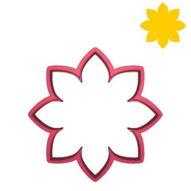 Imagem de Cortador Flor Girassol 8 Pétalas Pontudas Cookie - DOCE IMPRESSO, 9,5c
