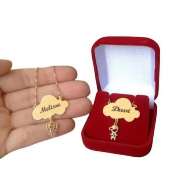 Imagem de Colar Nuvem Com Nome Do Filho Filha Pingente Folheado A Ouro - Gabby L