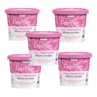 Imagem de Kit 5 Cera Depilatória Micro-Ondas Depilflax Rosas 100g