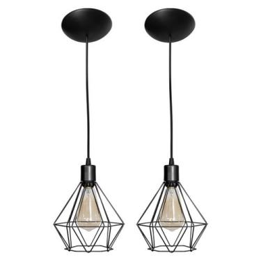 Imagem de Kit 2 Pendente Diamante Preto Moderno Lustre Luminária Teto - O Plano 