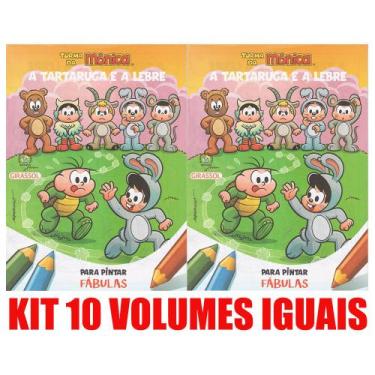 Imagem de A Tartaruga E A Lebre Livro Para Pintar Kit C10 Lembrancinha - Girasso