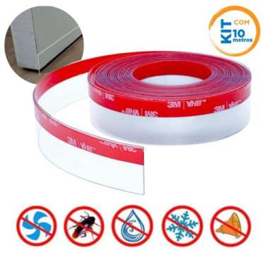 Imagem de Kit Com 10 Metros Fita Adesiva Veda Fresta Transparente Porta Janelas 
