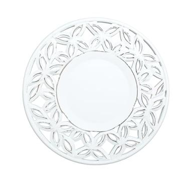 Imagem de Conjunto de 2 carregadores de madeira branca para pratos de jantar, design decorativo, corte redondo, 33 cm, para decoração de mesa de jantar/reunião de família/Natal/festa de ano