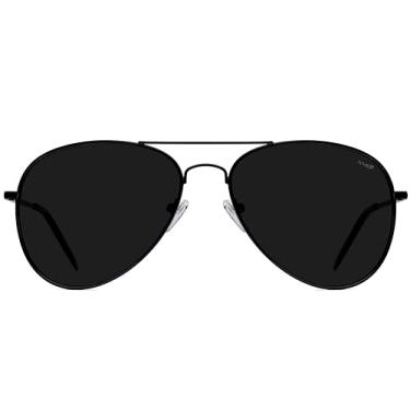 Imagem de NYS Collection Óculos de sol aviador polarizados premium, lentes grandes de 63 mm, armação fina ultraleve, UV400, para homens e mulheres, Armação de metal preto/lente polarizada fumê, One Size