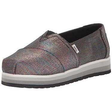 Imagem de TOMS Alpargata Plataforma Slip-On para meninas, crianças pequenas e grandes, Preto brilhante, 17