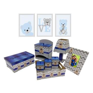 Imagem de Kit Higiene Bebe Safari Maternidade Com Trio De Quadros Mdf - CasaBebe