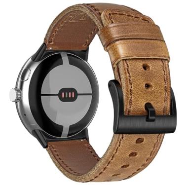 Imagem de FIILIIX Pulseira de relógio de couro macio de chifre compatível com o relógio Google Pixel2/Pixel 3, pulseira de substituição elástica para relógio inteligente Pixel