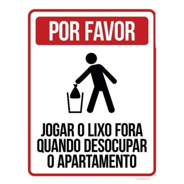 Imagem de Kit 3 Placas Jogar Lixo Quando Desocupar Apartamento