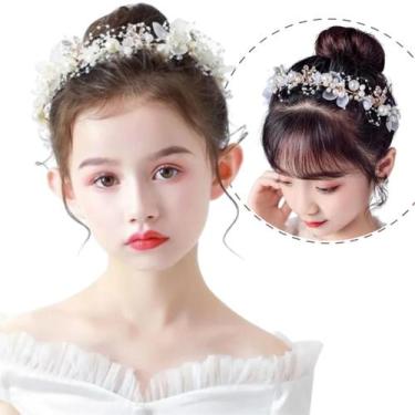 Imagem de Tiara Arranjo de Cabelo Infantil Daminha Batizado Pérolas - LM, Pérola
