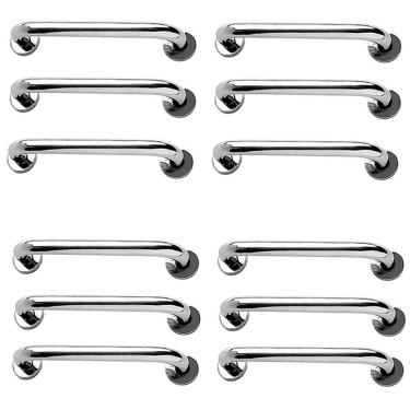 Imagem de Alça de Apoio Inox 30Cm Barra de Segurança Kit 12 Unidades Idosos Crianças Cadeirante Gestante Banheiro Box Acessibilidade Suporte