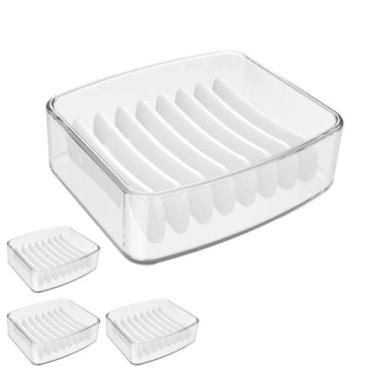 Imagem de Kit 4 Saboneteira Bancada Pia Cuba Banheiro Lavabo Decoração Cor Crist