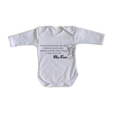 Imagem de body nenê criança roupa bebê manga longa Chico Xavier - Empório Dutra,