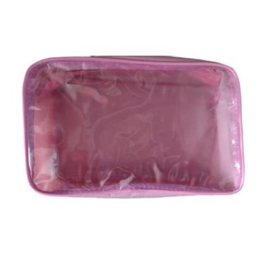 Imagem de Necessaire ROSA de nailon (tecido) com frente transparente 23x15 - Gii