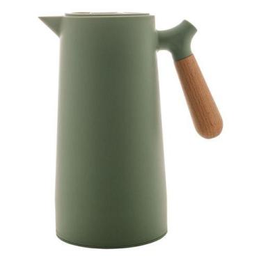 Imagem de Garrafa Térmica Verde Com Cabo Em Madeira Nórdica 1 Litro - Wolff, 1L,