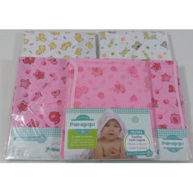 Imagem de Toalha Felpuda Com Capuz 100% Algodão Bebê Kit Com 3 - Dugu, Feminino