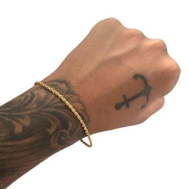 Imagem de Pulseira Bracelete Masculino Trançado Baiano 3mm Banho Ouro  - EEA SEM