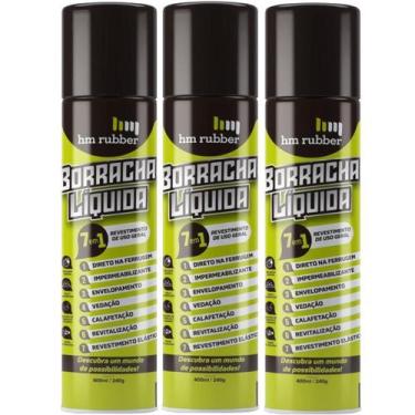 Imagem de Kit 3 Tinta Borracha Líquida Preto Impermeabilizante 400ml Hm Rubber S