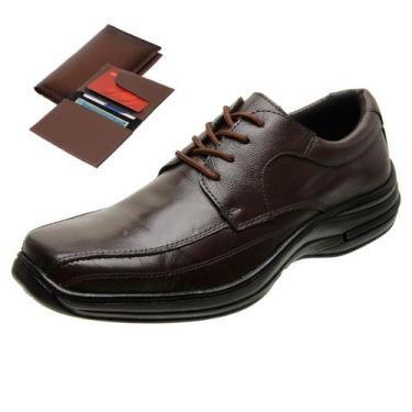 Imagem de Sapato Social Esporte Fino Ortopédico em Couro com Carteira Masculina 