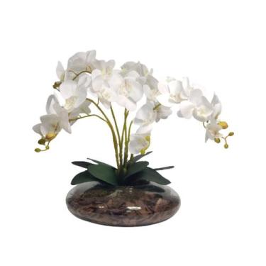 Imagem de Arranjo De Flores 4 Orquídeas Branca no vaso de vidro - La Caza Store