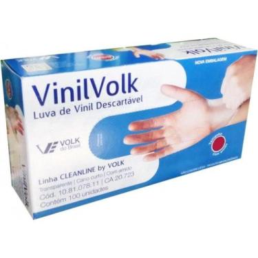 Imagem de Luvas vinil pequena sem pó volk - 100 unidades - Volk do brasil