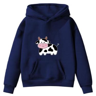 Imagem de Moletom Infantil Vaquinha Desenho Infância Bolso Canguru com Capuz - E