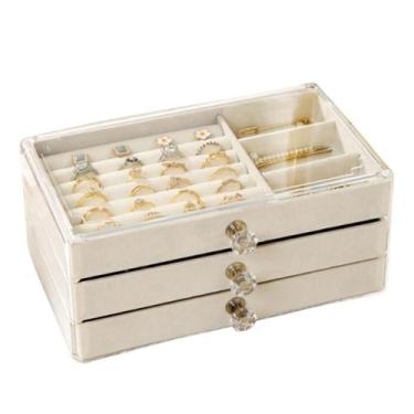 Imagem de Porta Joias Organizador 3 Gavetas Caixa Acrílico Portátil  - ShopfitSt