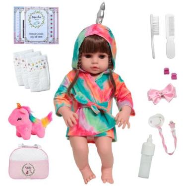 Imagem de Boneca Tipo Reborn Valentina 48cm Enxoval Completo Fofinha - Cegonha R