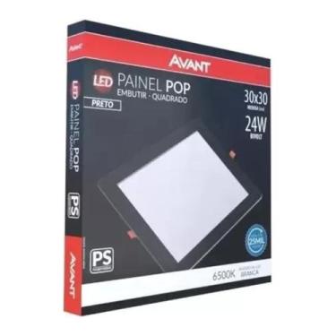 Imagem de Plafon Painel Led Embutir 24w 30x30 Preto Branco Frio 6500k - Avant