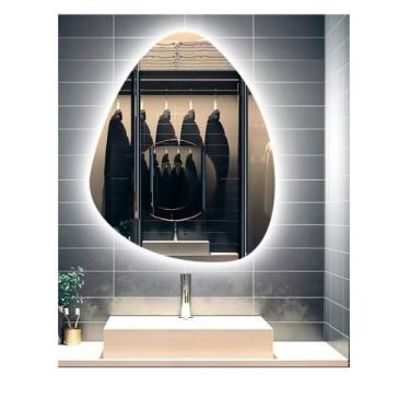 Imagem de Espelho orgânico decorativo iluminado com led frio 80x90cm - Woodglass
