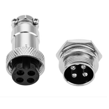 Imagem de Conector MIC 4 Pinos Macho/Fêmea - Kit com 5 Pares de Metal