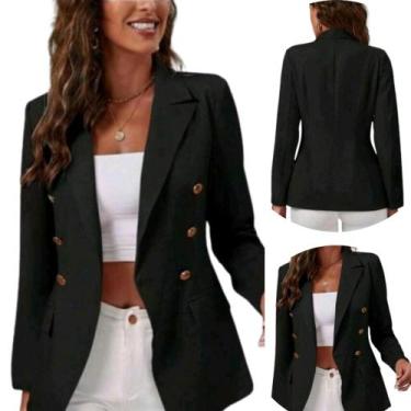 Imagem de Blazer feminino Terninho Social com botões Alfaiataria Casaquinho - Es