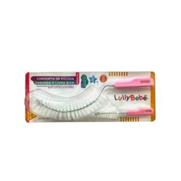 Imagem de Conjunto Escova Curva de Limpar mamadeira e Limpa bico - Lully Bebe - 