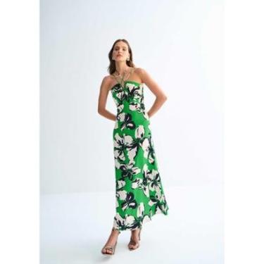 Imagem de Vestido Midi Máxi Flores em Viscose com Tiras Decote-Feminino