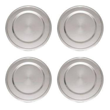 Imagem de Kit de Sousplat em aço Inox Borda decorada 4 peças - Kehome