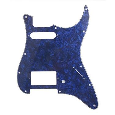 Imagem de HS(Humbucker-Single) Strat Pickguard 11 furos estilo ST/Strat Pickguard para peças de guitarra estilo Stratocaster/Strat dos EUA/México, 3 camadas com parafusos (pérola azul)
