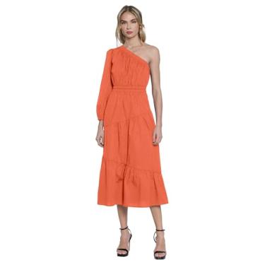 Imagem de Donna Morgan Vestido longo feminino de um ombro só, Vermelho etrusco, 40