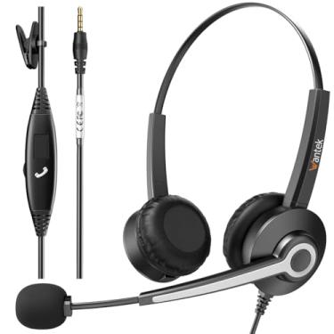 Imagem de Wantek Fone de ouvido com microfone para PC, fones de ouvido com fio de 3,5 mm, microfone com cancelamento de ruído para laptop - Fones de ouvido de computador com controle em linha para casa