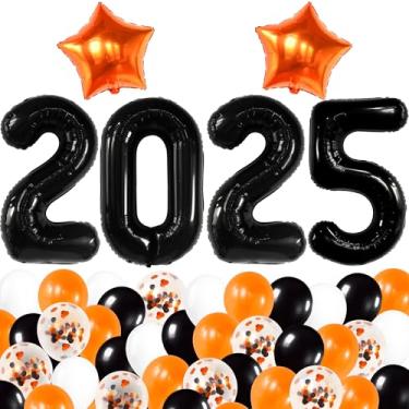 Imagem de Decorações de formatura preto e laranja 2022 – Números de balões grandes pretos 2022, 101 cm | Decorações de festa de formatura laranja 2022 | Balões de formatura preto e branco, artigos para festa de formatura