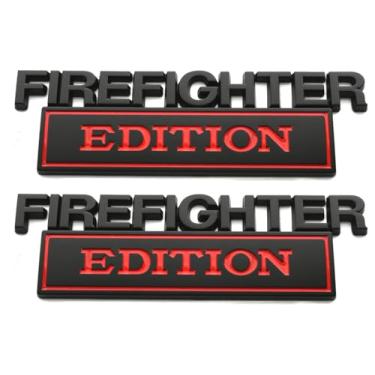 Imagem de DecalRoom 2Pcs Grande Tamanho Bombeiro Edição Emblema, Bombeiro Edição Decalque Emblema de Carro para Caminhonete Carro Caminhão Motocicleta F150 F250 F350 (Vermelho)