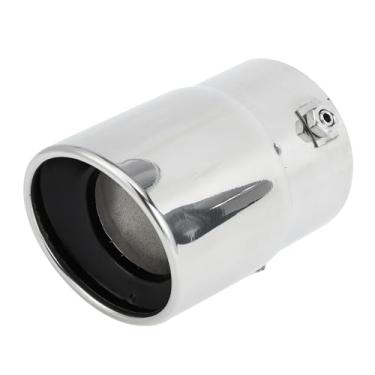 Imagem de INFINAUTO Ponta de escape de borda de rolo traseira 7,9 cm entrada 8,9 cm saída 13,2 cm comprimento para tubo de escape de carro aço inoxidável tom prata parafuso