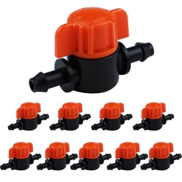 Imagem de Bntyok Pacote com 10 válvulas de irrigação por gotejamento de 1/4 polegada com três farpas para tubo de irrigação por gotejamento de 1/5 polegada, válvula de irrigação de plástico para sistema de