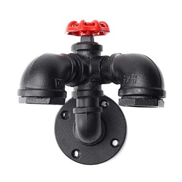 Imagem de Luminária de parede industrial retrô, luminária de parede estilo steampunk, cano de água de metal de 2 luzes, luminária de fazenda, lâmpadas rústicas de parede E-dison para espelho de bar lo