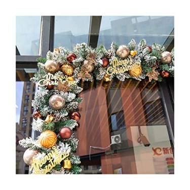 Imagem de Belas Guirlanda de Natal de 270 cm/106 pol. Criptografia de outono com decorações ricas Guirlanda de Natal ao ar livre feita à mão para decoração de árvore de Natal guirlanda diverso